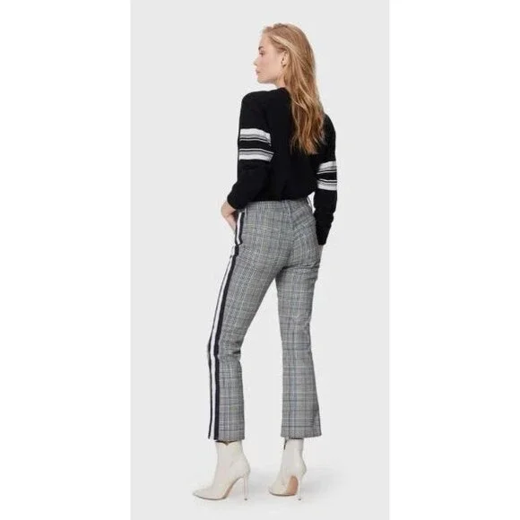 Mother The Insider Ankle Pants Sz 28 Black Blue White Houndstooth Stripe Denim